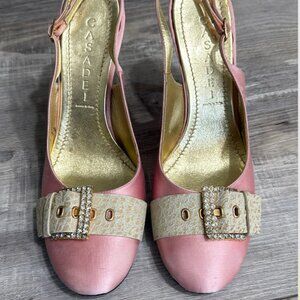 Casadei Designer Heels Made In Italy Sz 7 Pink With Swarovski Crystals
